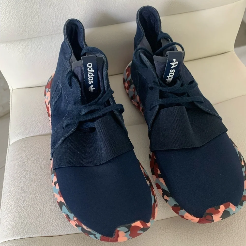 Adidas Tubular Womens Size 8.5 Navy Blue Walking Athletic Running Shoes Sneakers